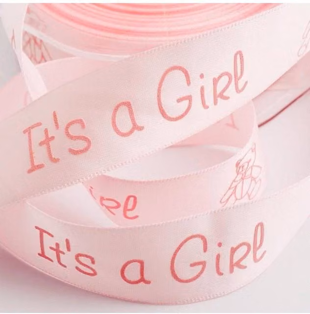 KDMD Pale pink satin ribbon with teddy, Width: 2.5 cm, Length: 20 m