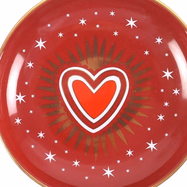KDMK Sacred Heart Ceramic Trinket Dish in Red