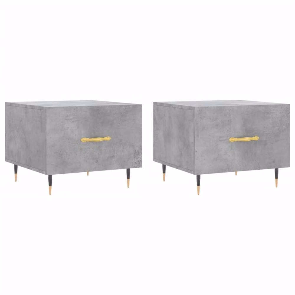 Berkfield Home Engineer Decorative Coffee Table Set of 2, Concrete Grey, W/D/H: 50 x 50 x 40 cm