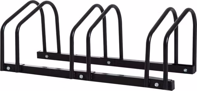 HOMCOM Black Bicycle Storage Stand for Floor or Wall Mounting, W: 33 cm, D: 76 cm, H: 27 cm – 1