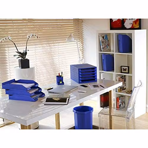 Exacompta Combo Midi Letter Tray in Royal Blue Glossy Plastic, W: 34.7 cm, D: 25.5 cm, H: 6.5 cm – 3