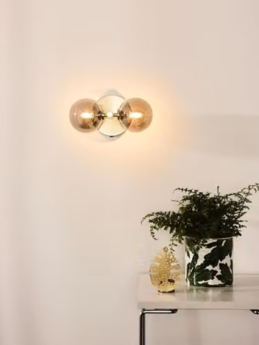 Lucide Tycho Dimmable Modern Wall Light in Gold/Brass with 2xG9 Glass Spheres, H 24.5 cm x W 15.0 cm x D 12.0 cm – 2