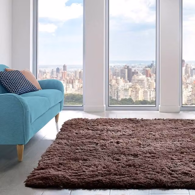 Home Republic Alaska Shaggy Anti Slip Machine Washable Rug in Brown, W: 60 cm, L: 100 cm