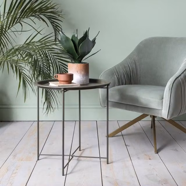 Noa and Nani Modern Round Metal Side Table in Matt Green