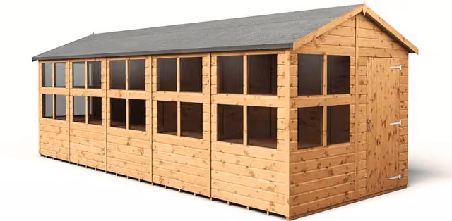 Empire Sheds Empire 8x20 Apex Potting Shed with Single Door and Windows in Brown