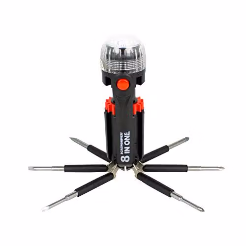 ToolTech 8-in-1 Screwdriver Multi-Tool with Torch in Black and Multicolour – 1