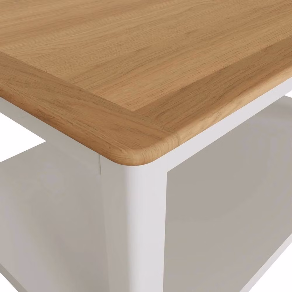 Havendro Linen Cream Oak Veneer Storage Shelf Coffee Table – 2