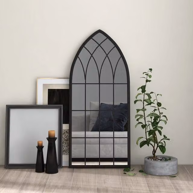 Berkfield Home Antique Black Rectangular Metal Wall Mirror W: 100 cm, H: 45 cm