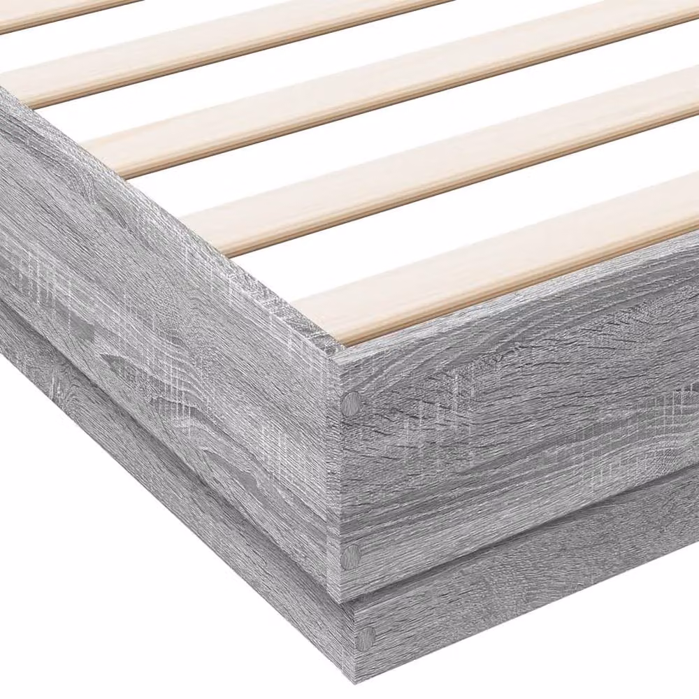 Berkfield Home Super King Bed Frame in Grey Sonoma with LED Under-Bed Lighting and USB Charging Port, W/D/H: 180 x 200 cm – 4