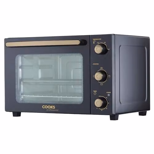 Cooks Professional Mini Portable Electric Countertop Oven with Steam Assist, 34L Capacity, 1500W, Black