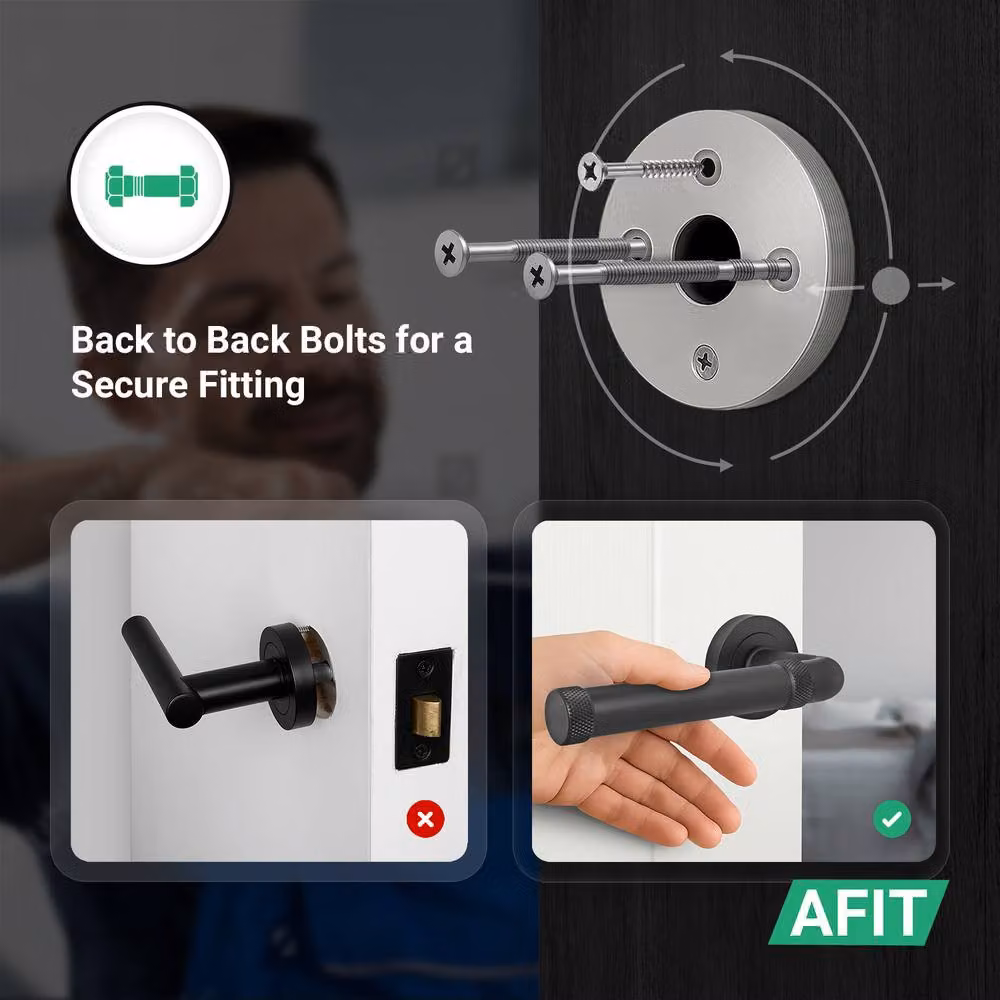 AFIT Matt Black Aluminium Door Handle Latch and Hinge Set – 3