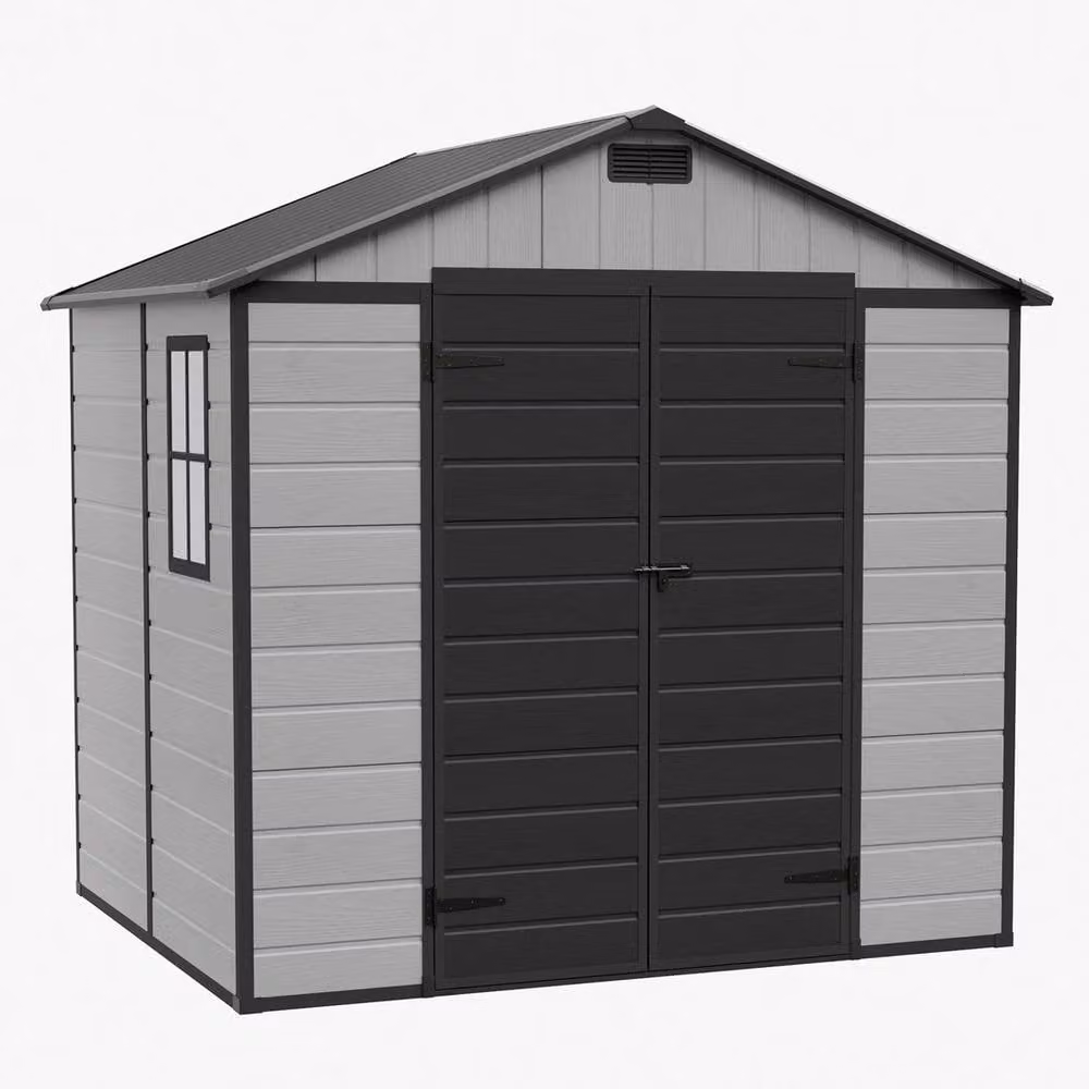 FORGEVIO Grey Plastic Garden Shed with Gable Roof – 4