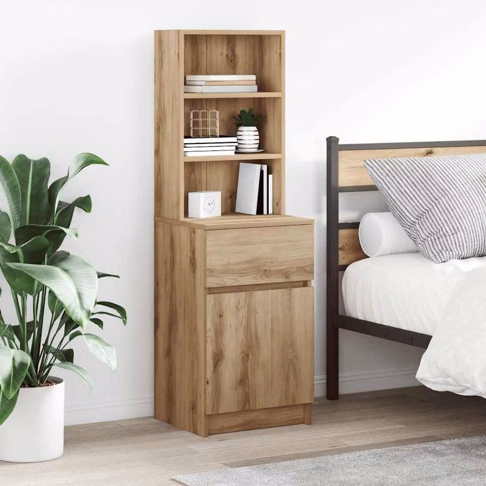 Berkfield Home Artisan Oak Bedside Cabinet in Brown, W/D/H: 39 x 35 x 125 cm – 2