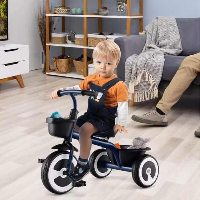 COSTWAY Kids Tricycle with Height Adjustable Seat in Blue
