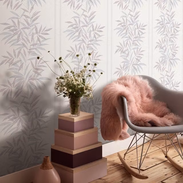 Erismann Paradise Stripe Pink Botanical Striped Wallpaper
