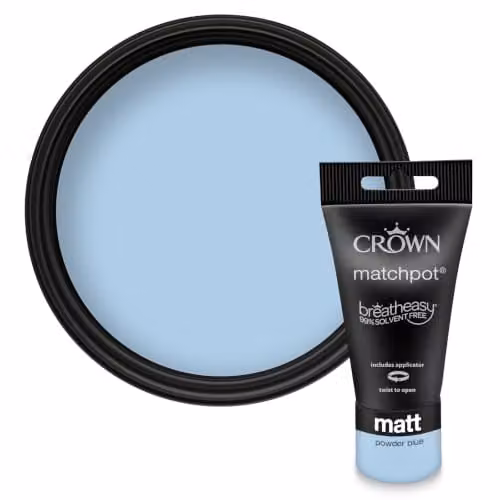 Crown Walls & Ceilings Light Blue Matt Paint Tester Pot, 40ml – 1