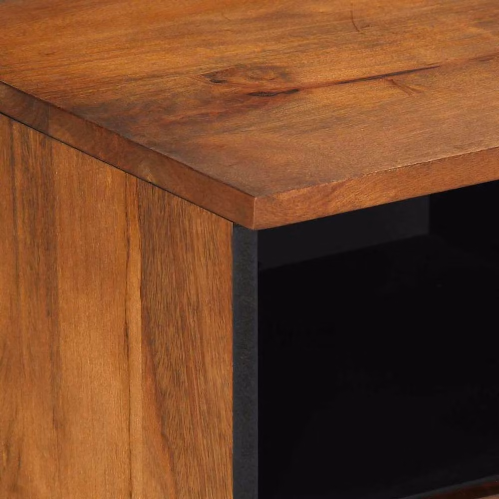 Berkfield Home Modern Mango Wood TV Cabinet in Brown and Gold, W/D/H: 70 x 33 x 46 cm – 4