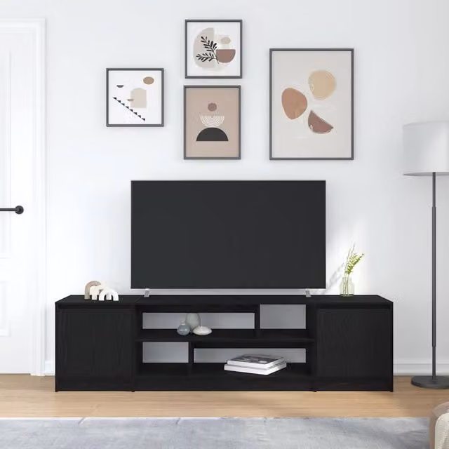 Berkfield Home Modern Black Oak TV Cabinet, W: 188.5 cm, D: 41 cm, H: 50 cm