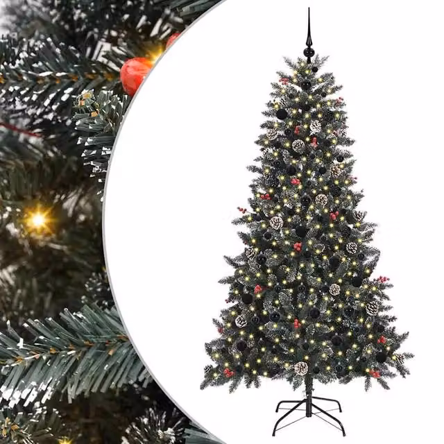 Berkfield Home Green Artificial Christmas Tree with 300 LEDs, W/D/H: 99 x 99 x 180 cm – 1