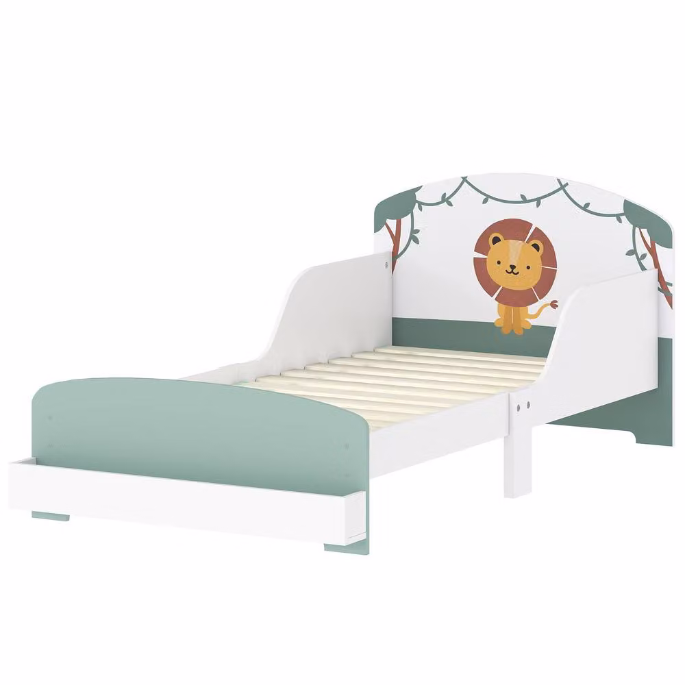 STILVORA Junior Bed with Side Compartments and Rails in Green – 2