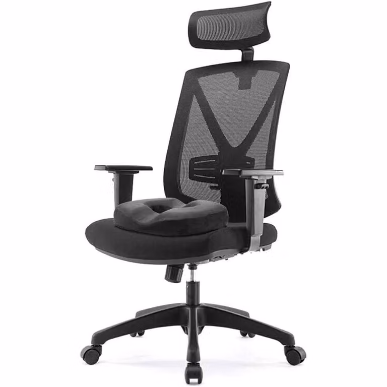 Kelvenix Black Velvet Memory Foam Donut Cushion Medical Ring Seat for Adults, W: 100 cm, L: 190 cm