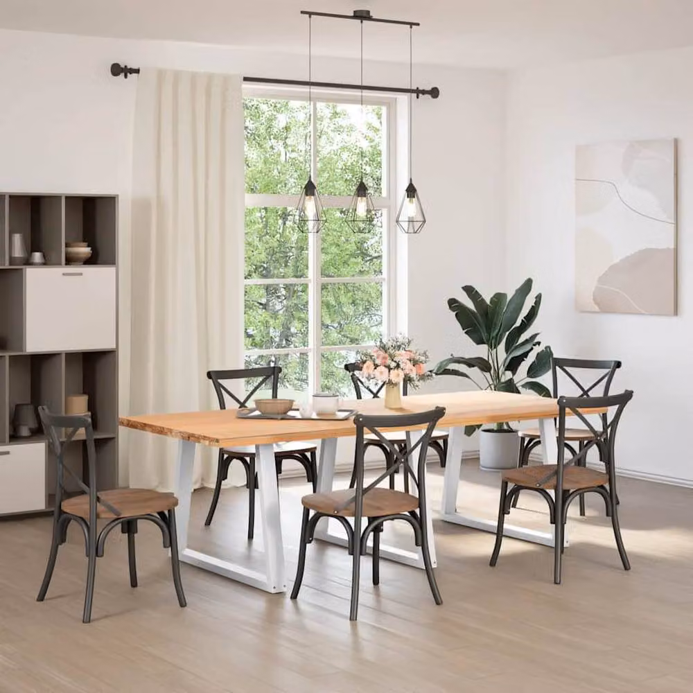Berkfield Home Modern V-Shape Dining Table Legs, 3 Piece White Steel Set, H: 72-73.3 cm x W: 100 cm – 2