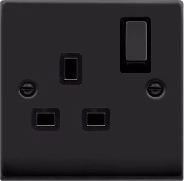SE HOME Black Surface Mount 1 Gang 13A DP Ingot Switched Socket Plate
