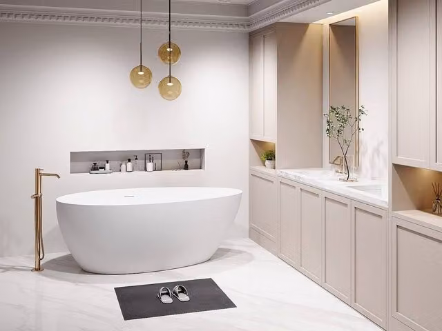 Vente-unique Asymmetric Freestanding Acrylic Bathtub in Matte White, W/D/H: 160 x 82 x 58 cm