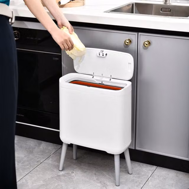Lifeideas Tall Touch-Top Bin in White with Soft-Close Lid, Odour Filter and Removable Inner Bucket
