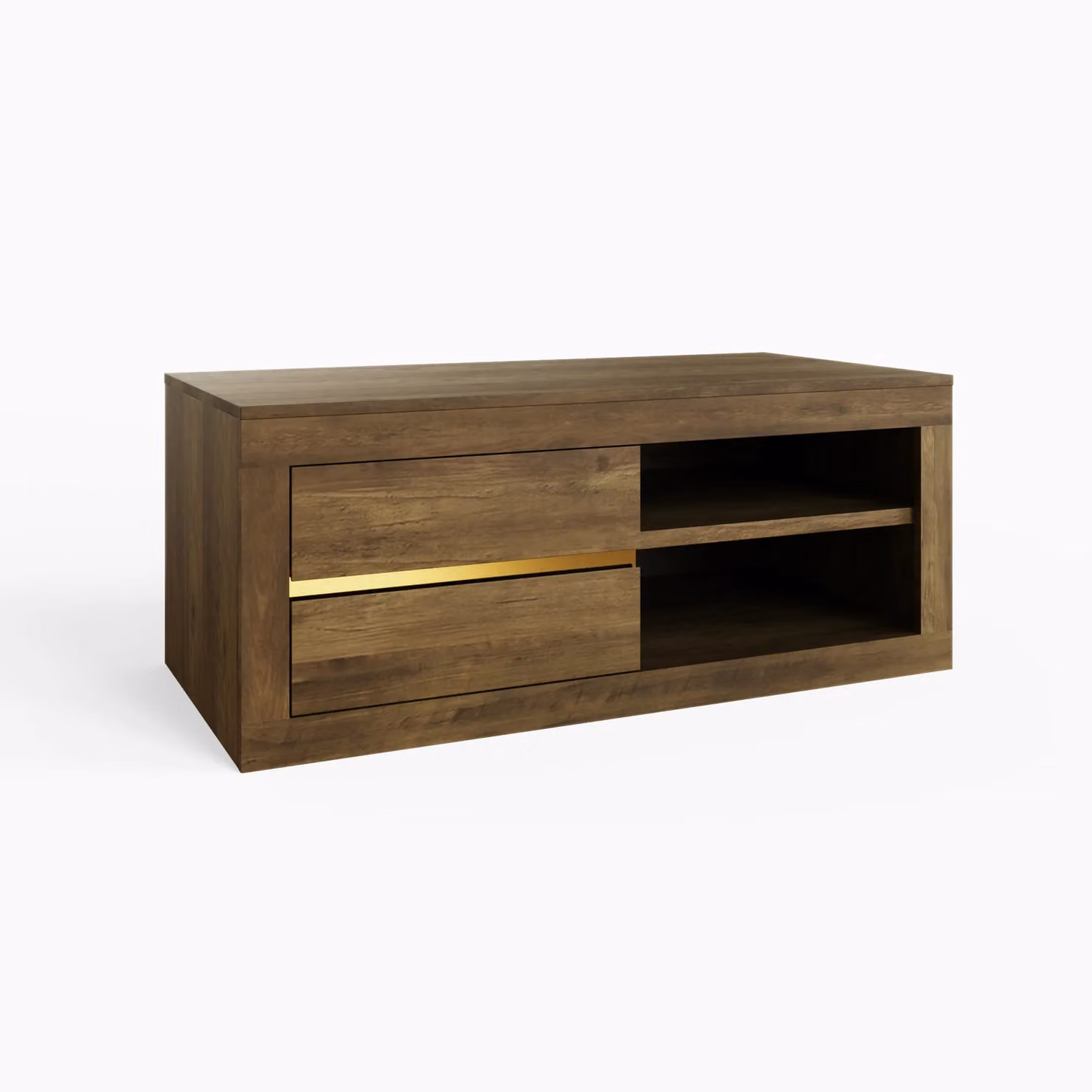 GFW Astley Rectangular Coffee Table in Wild Oak and Gold – 2