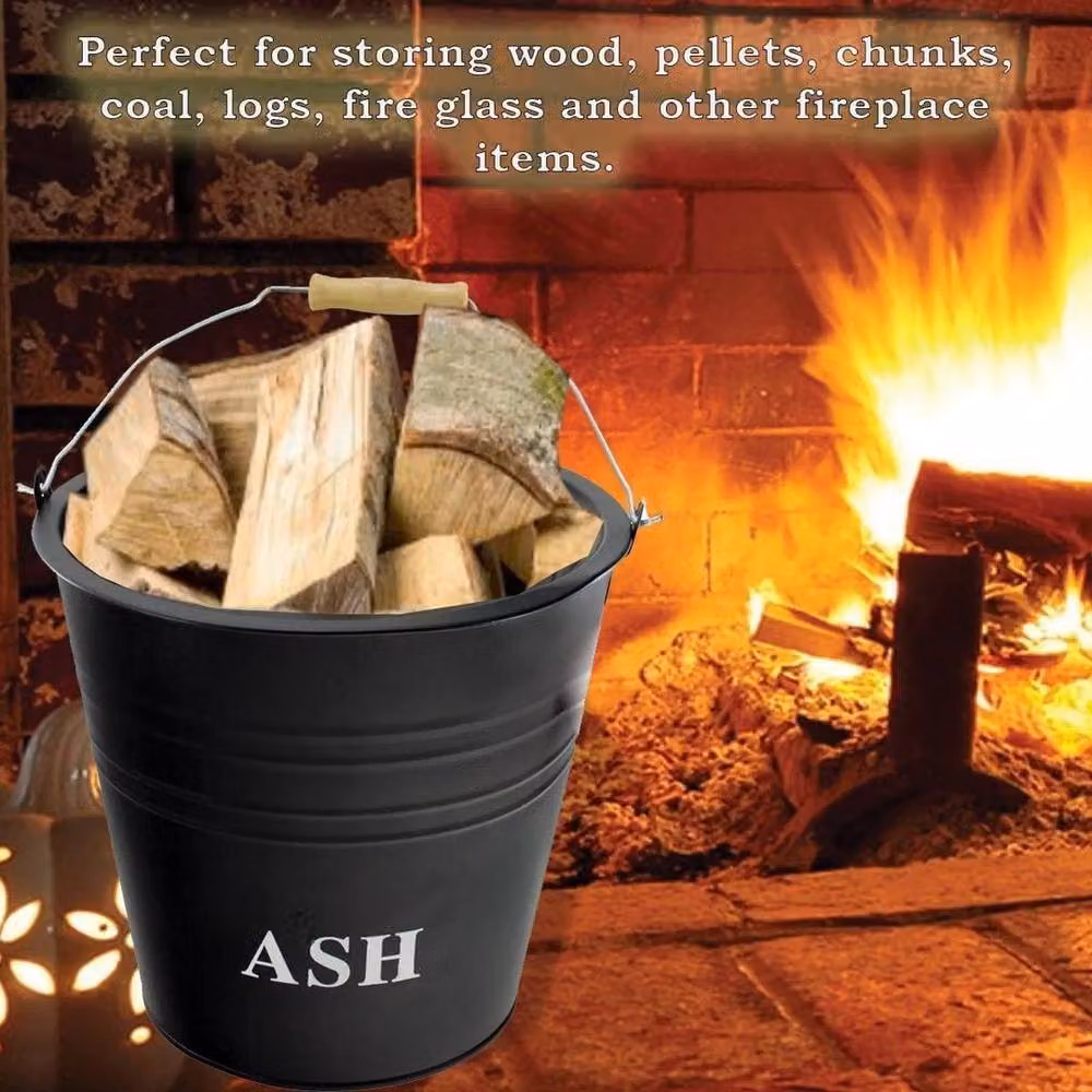 NESTLUNE 12L Cast Iron Ash Bucket with Lid for BBQ and Wood Fire, Black – 4
