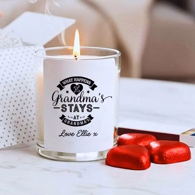 Aye Do Gifts Personalised Grandma's House Funny Candle Gift Set in White