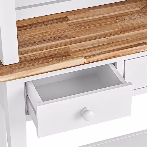 Statement Furniture Florence White Console Table and Hutch with Internal Drawers and Shelves, H 191.0 x W 59.0 x D 32.5 cm – 4