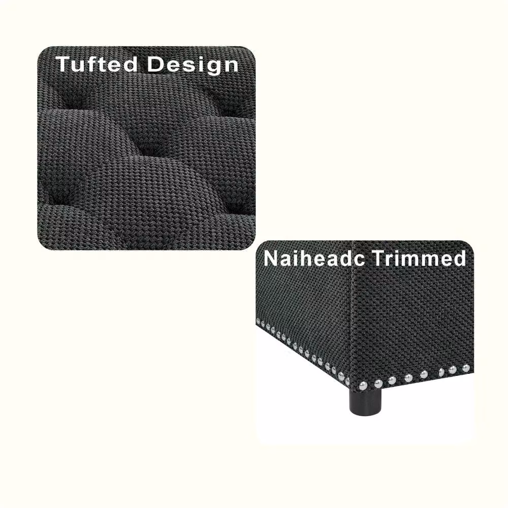 Rolipo Dark Grey Square Fabric Storage Ottoman – 4