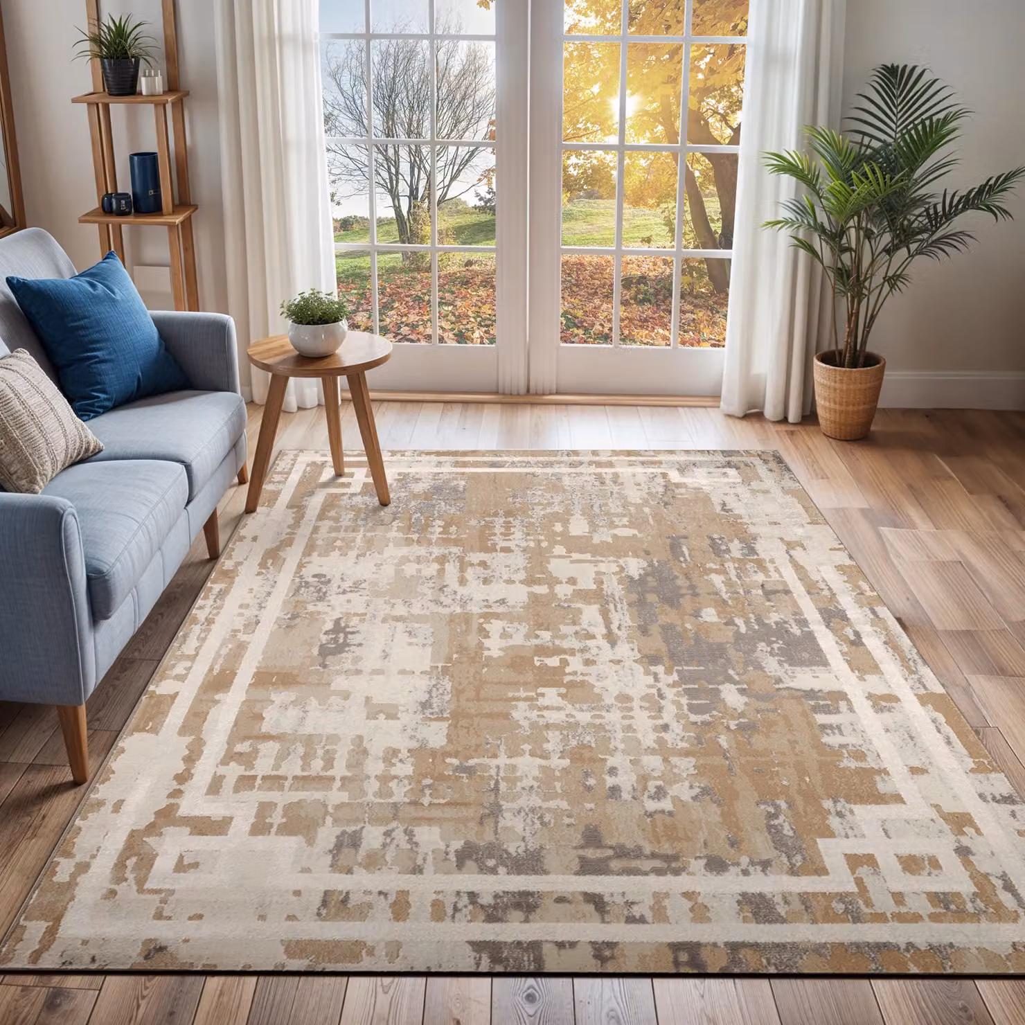 Livabliss Lustro Abstract Modern Marble Rug in Beige, Grey and White, W: 160 cm, L: 220 cm – 3
