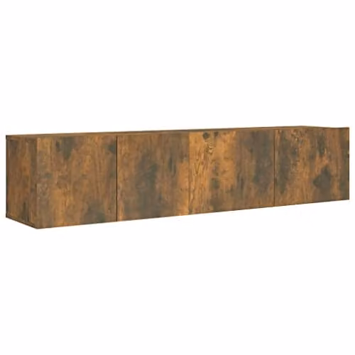vidaXL 2 Piece Modern TV Cabinet Set in Brown Engineered Wood and MDF, including Lowboard and Wall-Mounted Cabinet