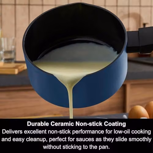 Morphy Richards Blue Aluminium and Ceramic Milk Pan, 14 cm – 3
