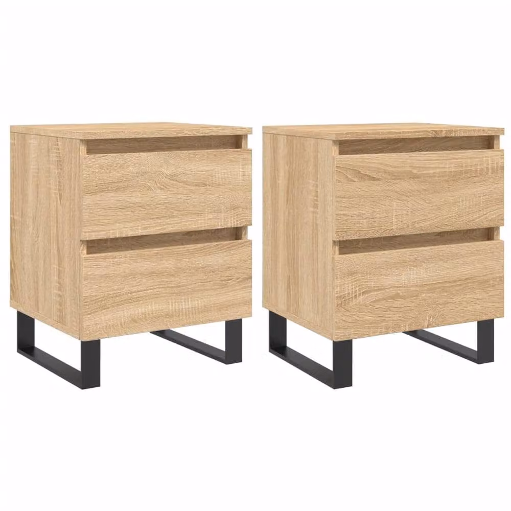 Berkfield Home Set of 2 Sonoma Oak Bedside Cabinets in Brown, W/D/H: 40 x 35 x 50 cm
