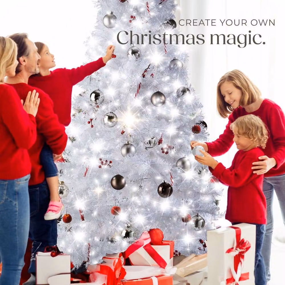 tectake White Christmas Tree, Height: 180 cm – 5