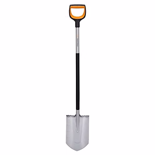 Fiskars Xact Pointed Gardener's Spade for Hard and Stony Soils with Reinforced Boron Steel Blade, Black/Orange, Length: 120 cm – 1