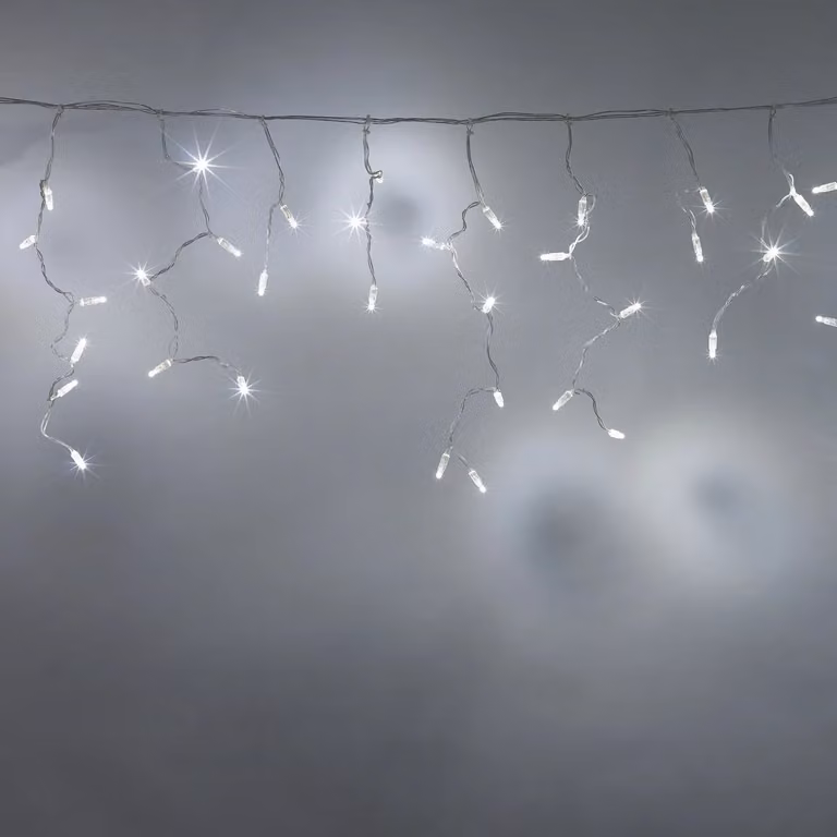 Core Connect 14m White LED Icicle Christmas Lights with Clear Cable and Timer Function