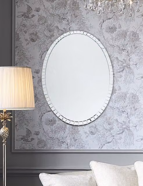 Laura Ashley Marcella Oval Glass Wall Mirror in Silver