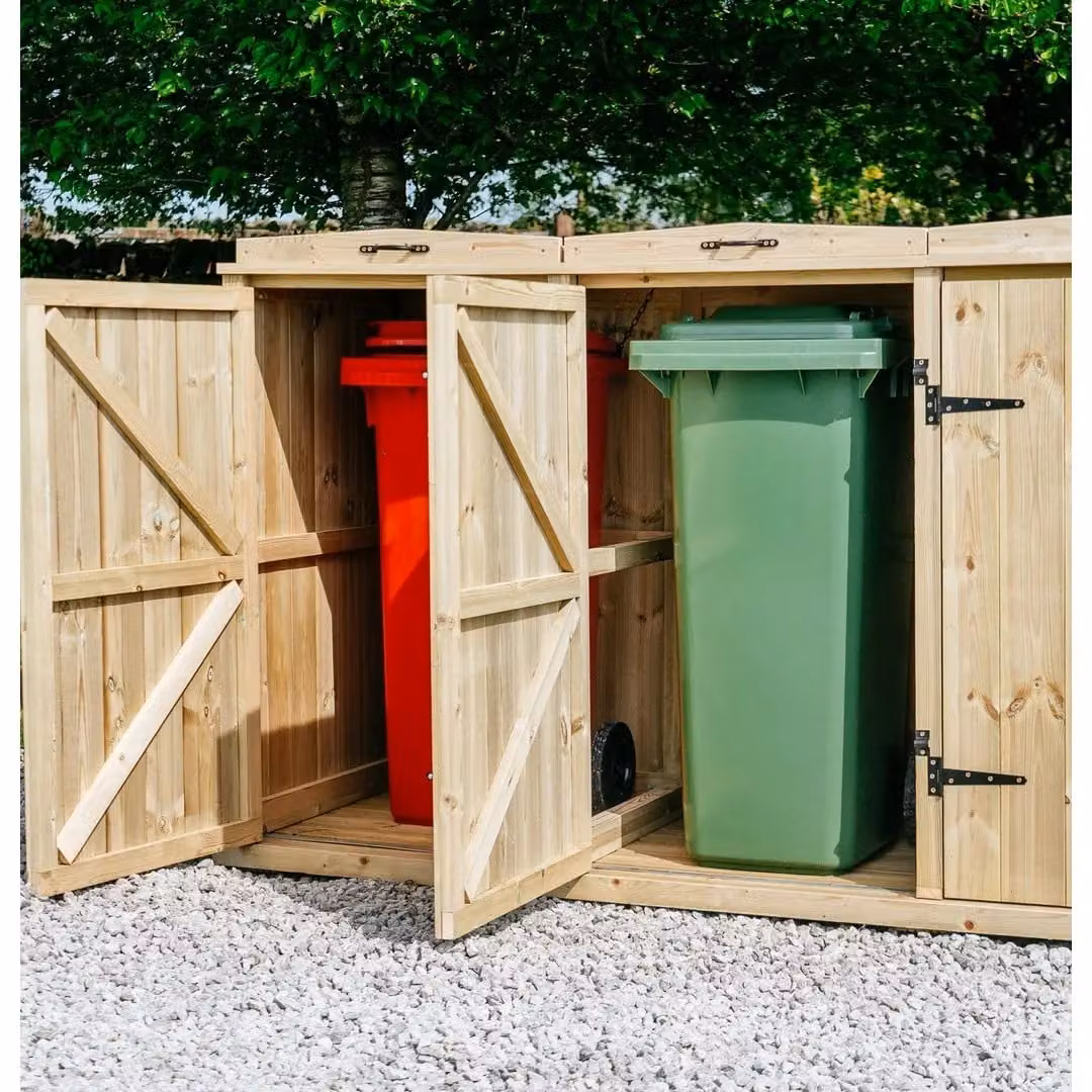 Buttercup Farm Chatburn Sextet Wheelie Bin Store in Brown, Fits 4x 180L or 240L and 2x 140L Bins – 4