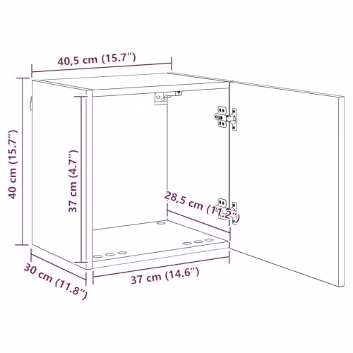 vidaXL Modern Wall-Mounted TV Cabinet in Black MDF with Hinged Doors and Internal Shelves, W/D/H: 40.5 x 30 x 40.5 cm – 3