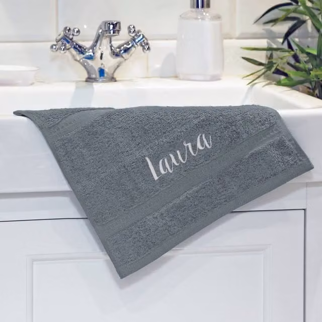 Duncan Stewart Personalised Grey Cotton Terry Fluffy Face Flannel
