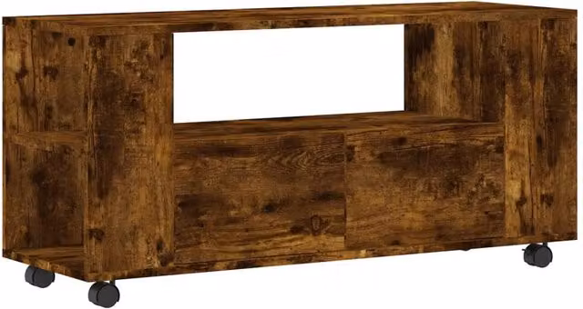 Berkfield Home Smoked Oak TV Cabinet in Brown, W/D/H: 102 x 34.5 x 43 cm – 1