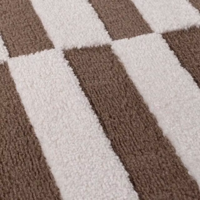 The Rugs Loft Offset Striped Textured Rectangular Rug in Brown and Grey, W: 240 cm, D: 340 cm