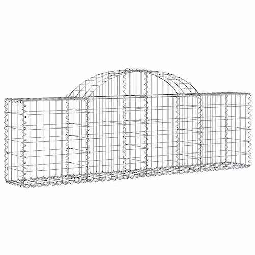 vidaXL Set of 15 Arched Gabion Baskets in Silver Galvanised Steel, W/D/H: 200 x 30 x 60/80 cm – 1