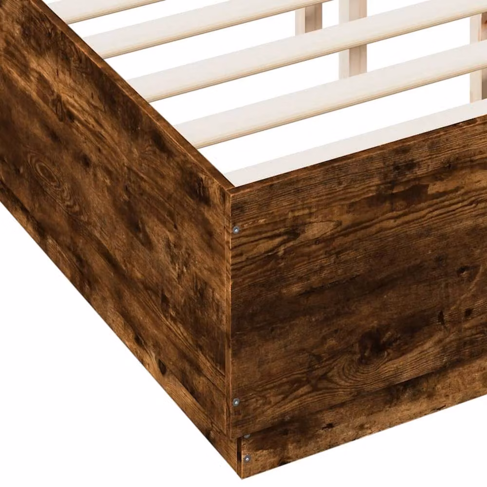 Berkfield Home Smoked Oak Small Double Bed Frame in Brown, W/D/H: 120 x 190 cm – 4