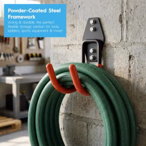 Harbour Housewares 12 Piece Heavy Duty Wall Mounted Garage Hook Set in Black and Orange – 3